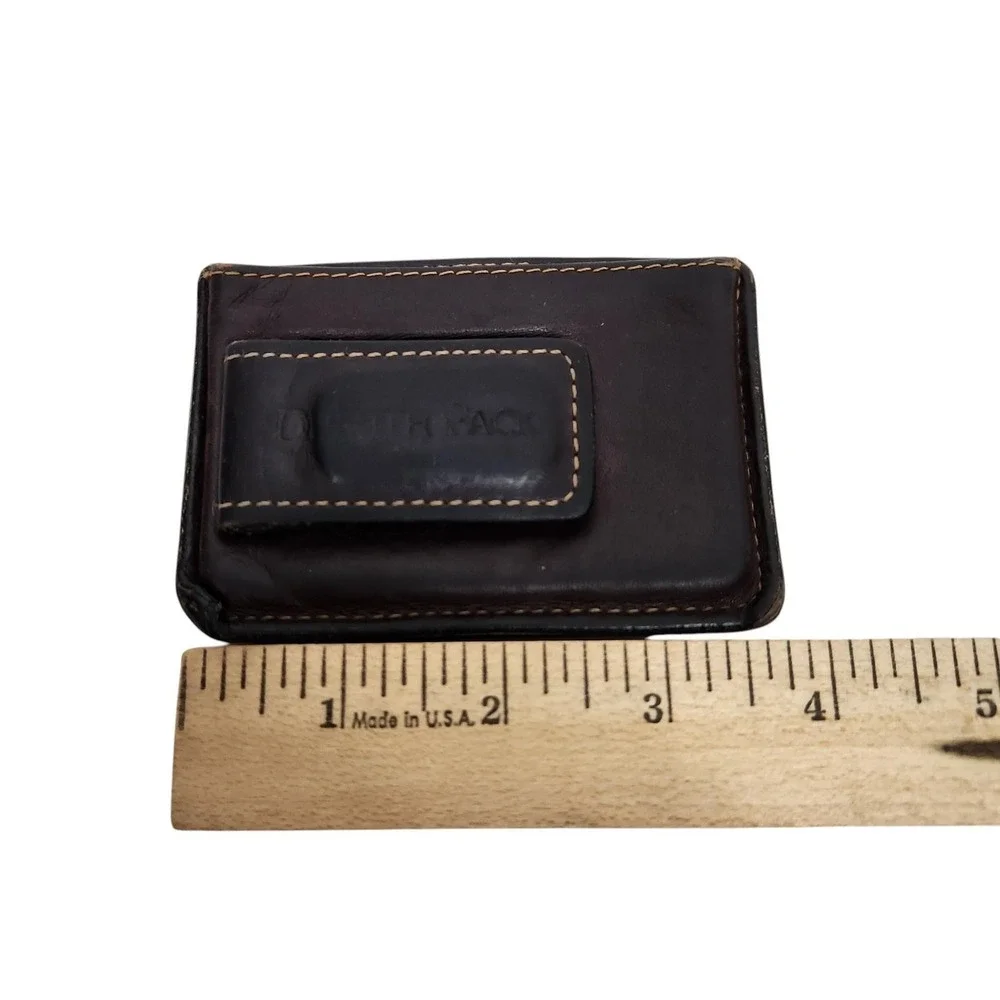 DULUTH PACK Leather Money Clip Wallet Mens Brown Mini ID Window Slim Card Case
